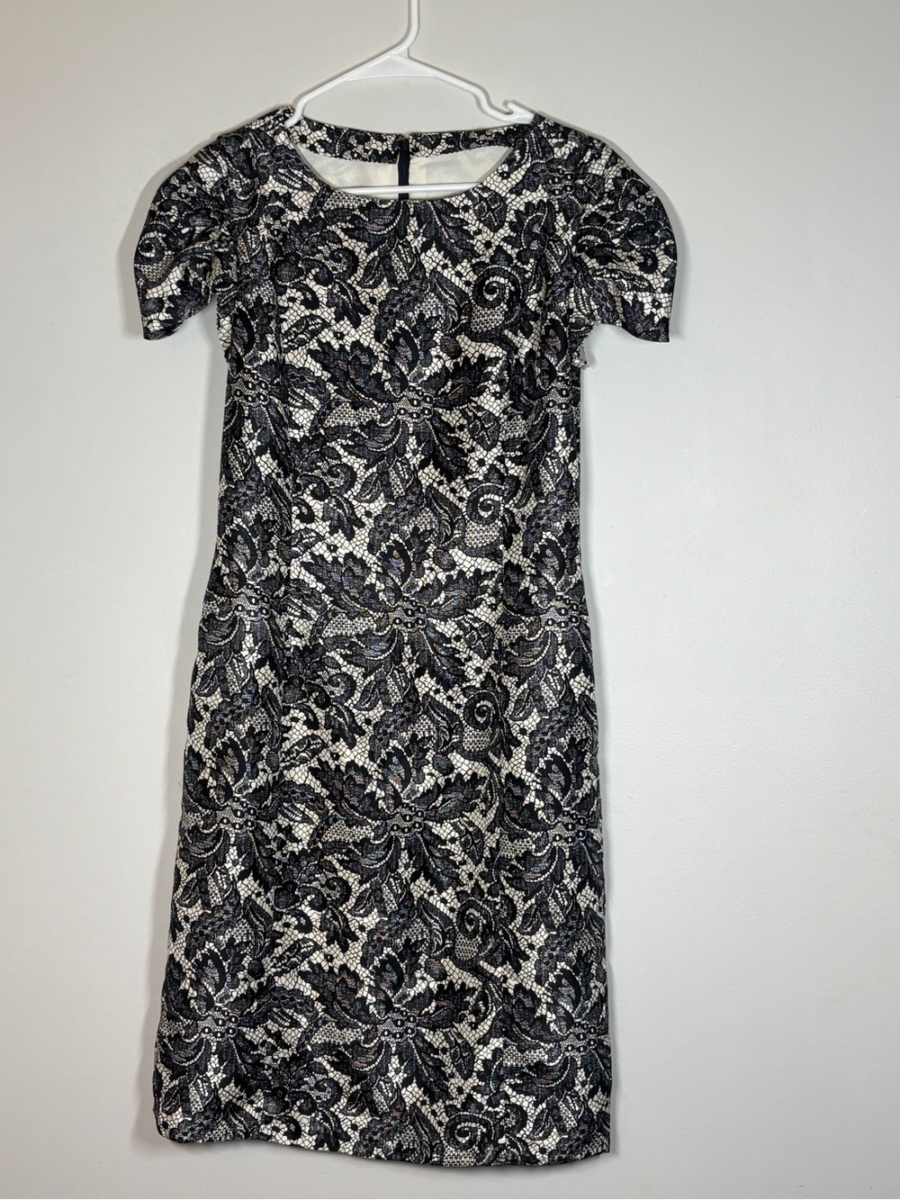 Black & White Lace-Overlay Midi Dress
